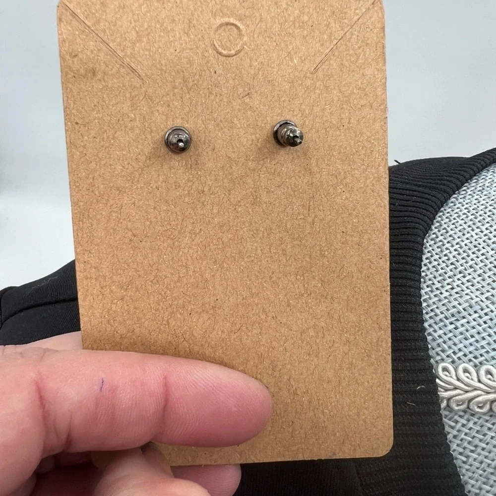 VCLM black bead and rhinestones necklace with matching earrings - Picture 7 of 11